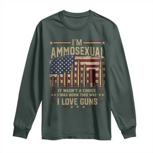 Funny Patriotic Second Amendment Humor American Flag Long Sleeve Shirt Im Ammosexual I Love Guns Owners Veterans