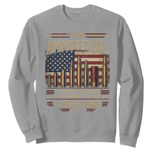 Funny Patriotic Second Amendment Humor American Flag Sweatshirt Im Ammosexual I Love Guns Owners Veterans