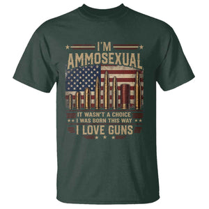 Funny Patriotic Second Amendment Humor American Flag T Shirt Im Ammosexual I Love Guns Owners Veterans