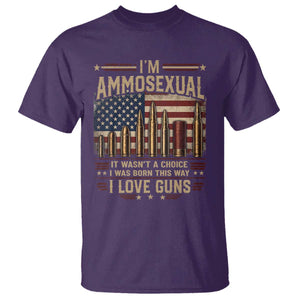 Funny Patriotic Second Amendment Humor American Flag T Shirt Im Ammosexual I Love Guns Owners Veterans