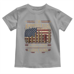 Funny Patriotic Second Amendment Humor American Flag Toddler T Shirt Im Ammosexual I Love Guns Owners Veterans