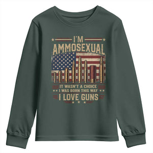 Funny Patriotic Second Amendment Humor American Flag Youth Sweatshirt Im Ammosexual I Love Guns Owners Veterans