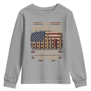 Funny Patriotic Second Amendment Humor American Flag Youth Sweatshirt Im Ammosexual I Love Guns Owners Veterans