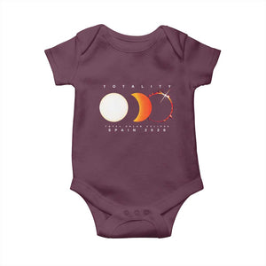 Spain Total Solar Eclipse 2026 Totality Baby Onesie Espana Travel Souvenir Astronomy Geek Gift TS02 Maroon Print Your Wear
