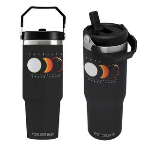 Spain Total Solar Eclipse 2026 Totality Flip Straw Tumbler Espana Travel Souvenir Astronomy Geek Gift TS02 One Size: 30 oz Black Print Your Wear