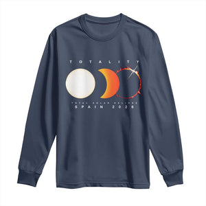 Spain Total Solar Eclipse 2026 Totality Long Sleeve Shirt Espana Travel Souvenir Astronomy Geek Gift TS02 Navy Print Your Wear