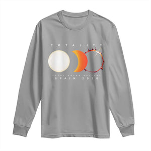 Spain Total Solar Eclipse 2026 Totality Long Sleeve Shirt Espana Travel Souvenir Astronomy Geek Gift TS02 Sport Gray Print Your Wear