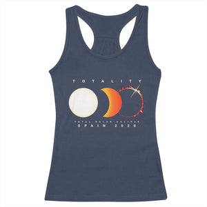 Spain Total Solar Eclipse 2026 Totality Racerback Tank Top Espana Travel Souvenir Astronomy Geek Gift TS02 Navy Print Your Wear