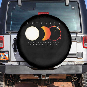 Spain Total Solar Eclipse 2026 Totality Spare Tire Cover Espana Travel Souvenir Astronomy Geek Gift TS02 No hole Black Print Your Wear