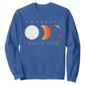 Spain Total Solar Eclipse 2026 Totality Sweatshirt Espana Travel Souvenir Astronomy Geek Gift TS02 Royal Blue Print Your Wear