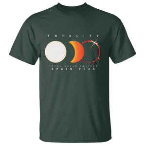 Spain Total Solar Eclipse 2026 Totality T Shirt Espana Travel Souvenir Astronomy Geek Gift TS02 Dark Forest Green Print Your Wear