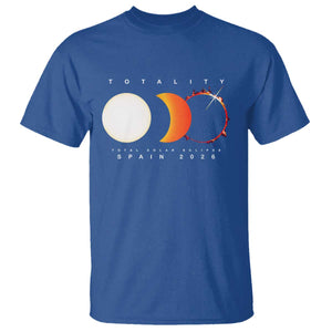 Spain Total Solar Eclipse 2026 Totality T Shirt Espana Travel Souvenir Astronomy Geek Gift TS02 Royal Blue Print Your Wear