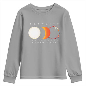 Spain Total Solar Eclipse 2026 Totality Youth Sweatshirt Espana Travel Souvenir Astronomy Geek Gift TS02 Sport Gray Print Your Wear