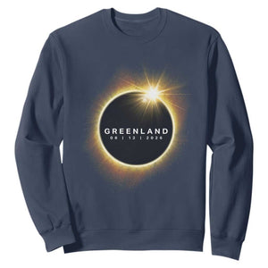 Greenland Total Solar Eclipse 2026 Sweatshirt Path of Totality Astronomy Gift TS02 Navy Print Your Wear