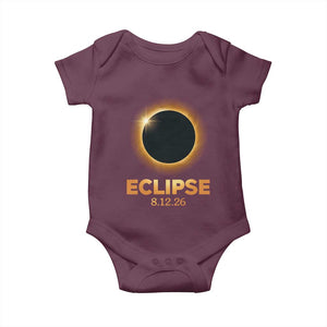 2026 Total Solar Eclipse Baby Onesie August 12 Totality Astronomy Souvenir TS02 Maroon Print Your Wear