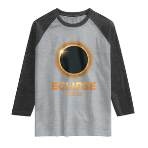 2026 Total Solar Eclipse Raglan Shirt August 12 Totality Astronomy Souvenir TS02 Heather Gray Heather Charcoal Print Your Wear