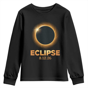 2026 Total Solar Eclipse Youth Sweatshirt August 12 Totality Astronomy Souvenir TS02 Black Print Your Wear