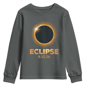 2026 Total Solar Eclipse Youth Sweatshirt August 12 Totality Astronomy Souvenir TS02 Dark Heather Print Your Wear