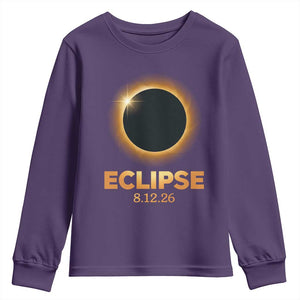 2026 Total Solar Eclipse Youth Sweatshirt August 12 Totality Astronomy Souvenir TS02 Purple Print Your Wear