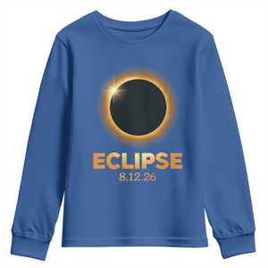 2026 Total Solar Eclipse Youth Sweatshirt August 12 Totality Astronomy Souvenir TS02 Royal Blue Print Your Wear