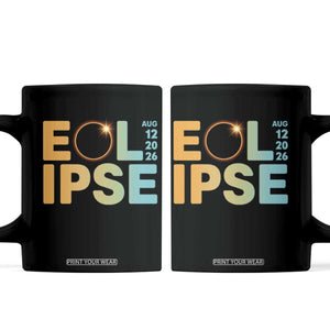 2026 Total Solar Eclipse Retro Typography Coffee Mug August 12 Totality Astronomy Gift