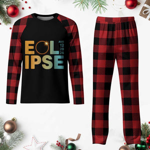 2026 Total Solar Eclipse Retro Typography Plaid Pajama Set August 12 Totality Astronomy Gift