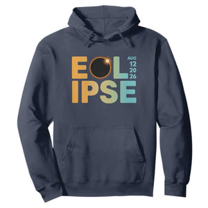 2026 Total Solar Eclipse Retro Typography Hoodie August 12 Totality Astronomy Gift