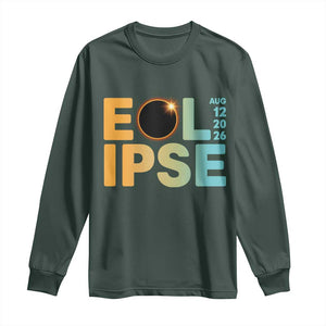 2026 Total Solar Eclipse Retro Typography Long Sleeve Shirt August 12 Totality Astronomy Gift