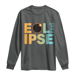 2026 Total Solar Eclipse Retro Typography Long Sleeve Shirt August 12 Totality Astronomy Gift