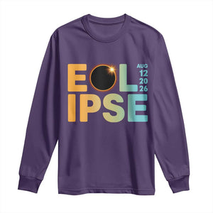 2026 Total Solar Eclipse Retro Typography Long Sleeve Shirt August 12 Totality Astronomy Gift