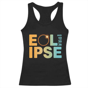 2026 Total Solar Eclipse Retro Typography Racerback Tank Top August 12 Totality Astronomy Gift
