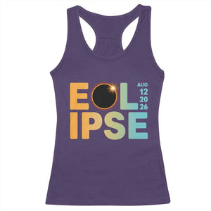 2026 Total Solar Eclipse Retro Typography Racerback Tank Top August 12 Totality Astronomy Gift