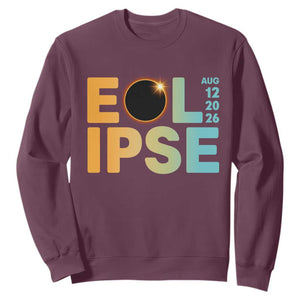 2026 Total Solar Eclipse Retro Typography Sweatshirt August 12 Totality Astronomy Gift