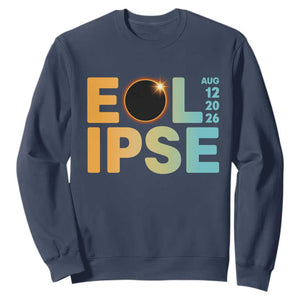 2026 Total Solar Eclipse Retro Typography Sweatshirt August 12 Totality Astronomy Gift
