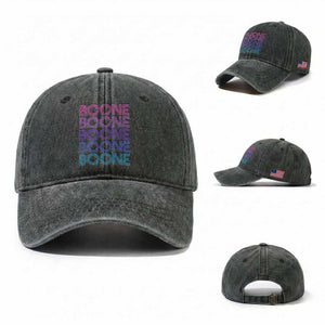 Retro Boone Name Lover Neon Gradient Typography Washed Cotton Baseball Cap