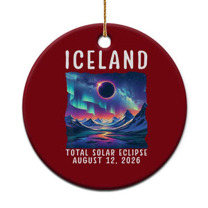 Iceland Total Solar Eclipse 2026 Aurora Ceramic Ornament Totality Northern Lights Astronomy Travel Gift