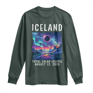 Iceland Total Solar Eclipse 2026 Aurora Long Sleeve Shirt Totality Northern Lights Astronomy Travel Gift