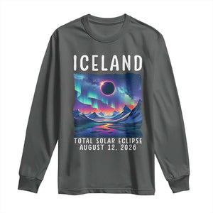 Iceland Total Solar Eclipse 2026 Aurora Long Sleeve Shirt Totality Northern Lights Astronomy Travel Gift