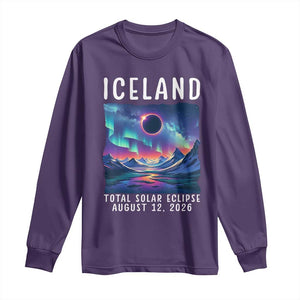 Iceland Total Solar Eclipse 2026 Aurora Long Sleeve Shirt Totality Northern Lights Astronomy Travel Gift
