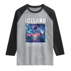 Iceland Total Solar Eclipse 2026 Aurora Raglan Shirt Totality Northern Lights Astronomy Travel Gift