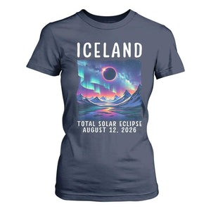 Iceland Total Solar Eclipse 2026 Aurora T Shirt For Women Totality Northern Lights Astronomy Travel Gift