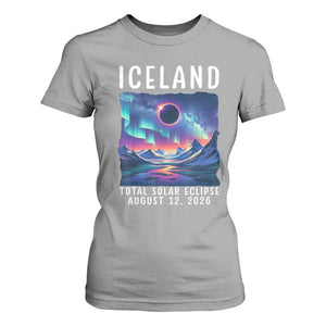 Iceland Total Solar Eclipse 2026 Aurora T Shirt For Women Totality Northern Lights Astronomy Travel Gift