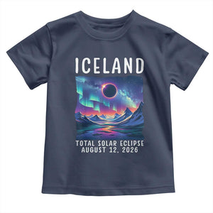 Iceland Total Solar Eclipse 2026 Aurora Toddler T Shirt Totality Northern Lights Astronomy Travel Gift