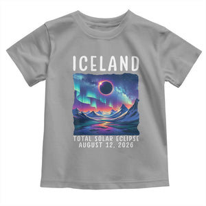 Iceland Total Solar Eclipse 2026 Aurora Toddler T Shirt Totality Northern Lights Astronomy Travel Gift
