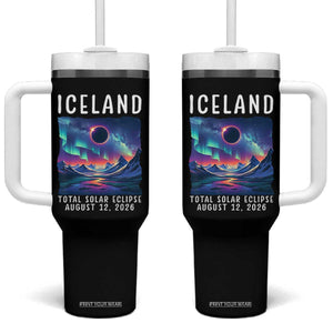 Iceland Total Solar Eclipse 2026 Aurora Tumbler With Handle Totality Northern Lights Astronomy Travel Gift
