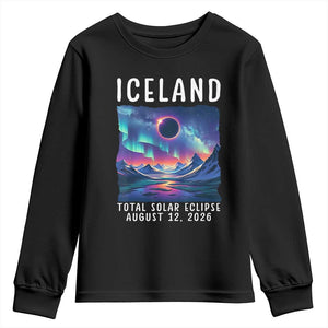 Iceland Total Solar Eclipse 2026 Aurora Youth Sweatshirt Totality Northern Lights Astronomy Travel Gift
