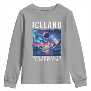 Iceland Total Solar Eclipse 2026 Aurora Youth Sweatshirt Totality Northern Lights Astronomy Travel Gift