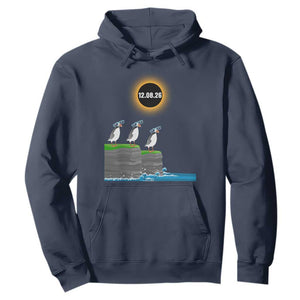 Cute Cartoon Puffins 2026 Total Solar Eclipse Hoodie August 12 Totality Funny Astronomy Gift TS02 Navy Print Your Wear