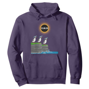 Cute Cartoon Puffins 2026 Total Solar Eclipse Hoodie August 12 Totality Funny Astronomy Gift TS02 Purple Print Your Wear