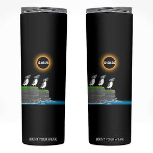 Cute Cartoon Puffins 2026 Total Solar Eclipse Skinny Tumbler August 12 Totality Funny Astronomy Gift TS02 Black Print Your Wear
